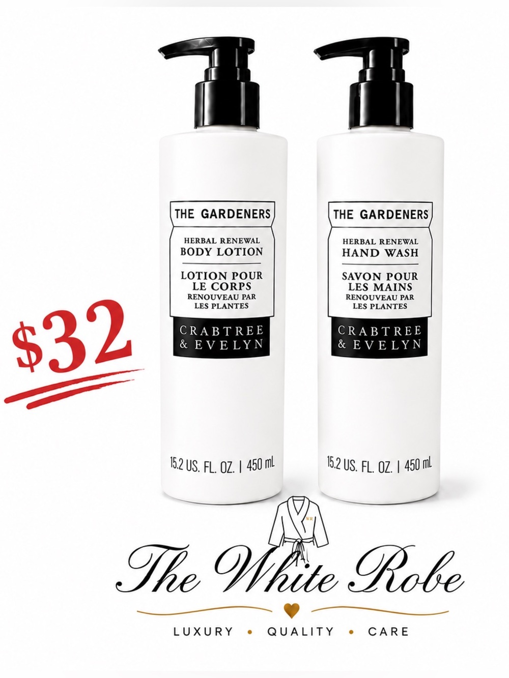 ❗️OVERSTOCK SALE❗️HAND & BODY WASH by CRABTREE & EVELYN Set of 2 | 15.2 fl.oz